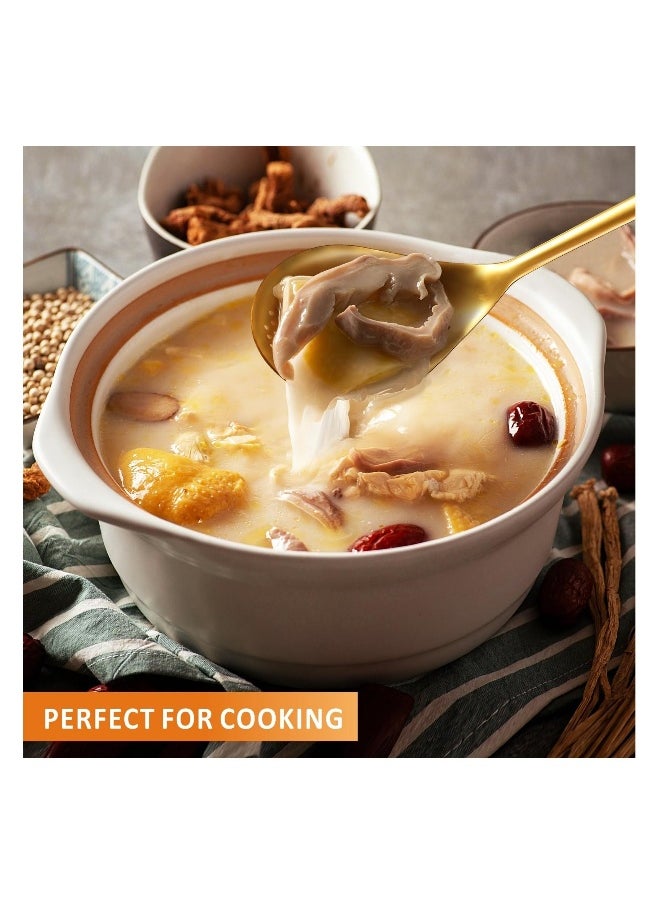 Generic - Large Gold Serving Slotted Spoon, 304 Stainless Steel Set, Stainless Steel Soup Ladle Spoon, Metal Gravy Ladle, Solid Slotted Spoon for Mixing, Serving, Stirring, Salad, Soup (14 Inch) - Image 1