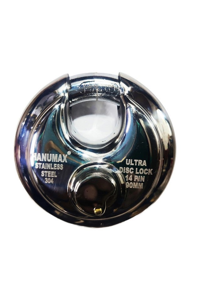 Hanumex® 90mm Padlock Lock Advance Ultra Keys Technology Safety Disc 14 Pin Micro Accuracy Stainless Steel Lock Shutter Lock Door Lock Original 4 Keys Included in This Lock's Pack of-1 - Image 2