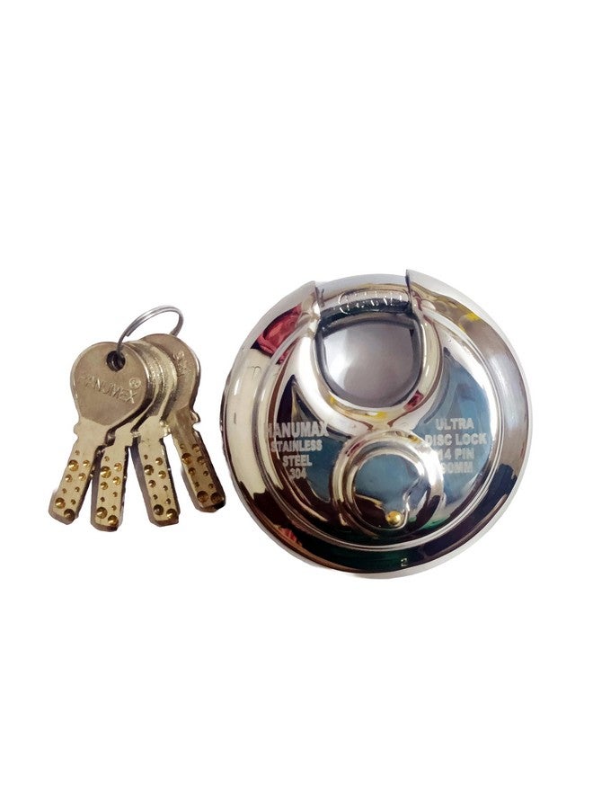 Hanumex® 90mm Padlock Lock Advance Ultra Keys Technology Safety Disc 14 Pin Micro Accuracy Stainless Steel Lock Shutter Lock Door Lock Original 4 Keys Included in This Lock's Pack of-1 - Image 3