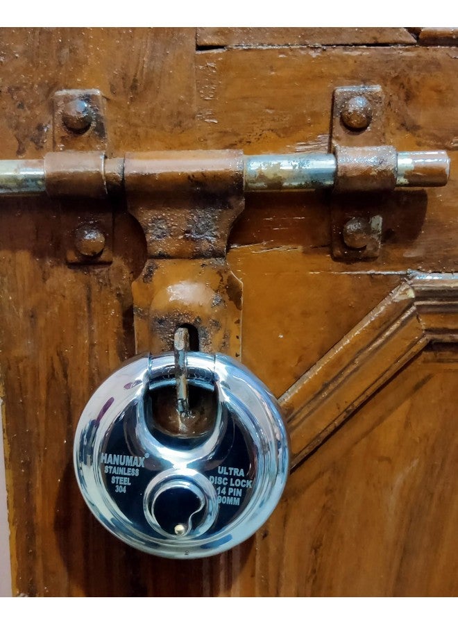 Hanumex® 90mm Padlock Lock Advance Ultra Keys Technology Safety Disc 14 Pin Micro Accuracy Stainless Steel Lock Shutter Lock Door Lock Original 4 Keys Included in This Lock's Pack of-1 - Image 5