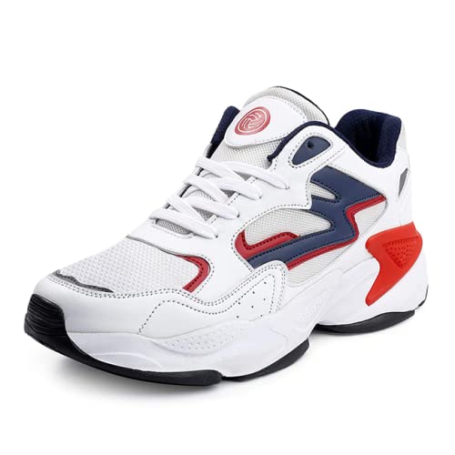 Bacca Bucci® Zeus Men Fashion Sneakers/Running Shoes with Chunky Rubber Outsole for Running, Walking, Training, Gyming, Streets, Parties & Fun- White, Size UK8 - Image 1