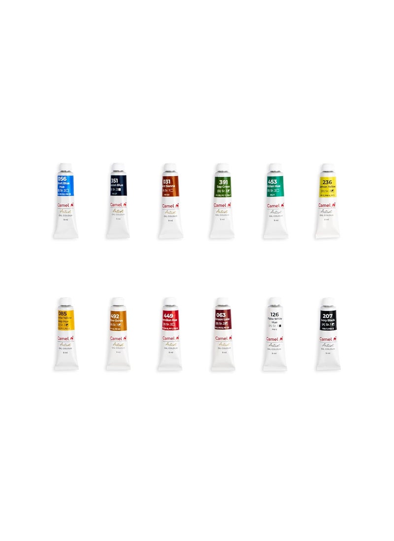 camel Camel Artist's Oil Color Box - 9Ml Tubes, 12 Shades - Assorted  - Image 2