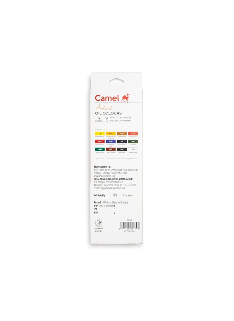 camel Camel Artist's Oil Color Box - 9Ml Tubes, 12 Shades - Assorted  - Image 4