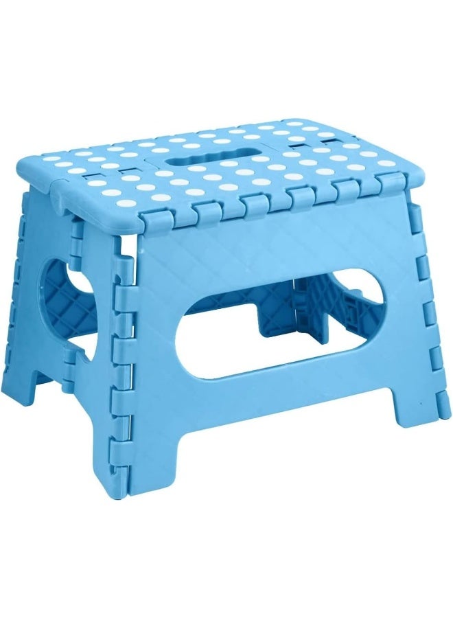 SKY-TOUCH Folding Step Stool for Kids Adults, Portable Collapsible Foot Stools 9 Inch Height, Foldable Plastic Stool for Kitchen, Bathroom, Garden, Indoor, Stool Lightweight Outdoor (Blue)  - Image 1