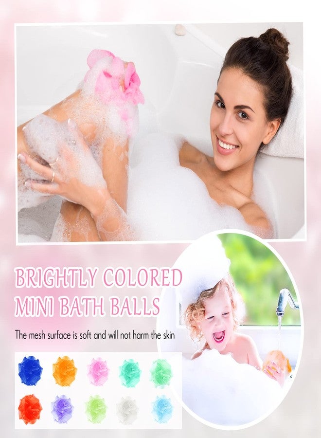 Raiten 72 Pack Bath Loofah Bulk Travel Size Loofah Mini Sponge Mesh Shower Ball Body Scrubber Exfoliator Shower Bath Pouf Assorted Colors for Kids Women Men Wash Bathroom - Image 3