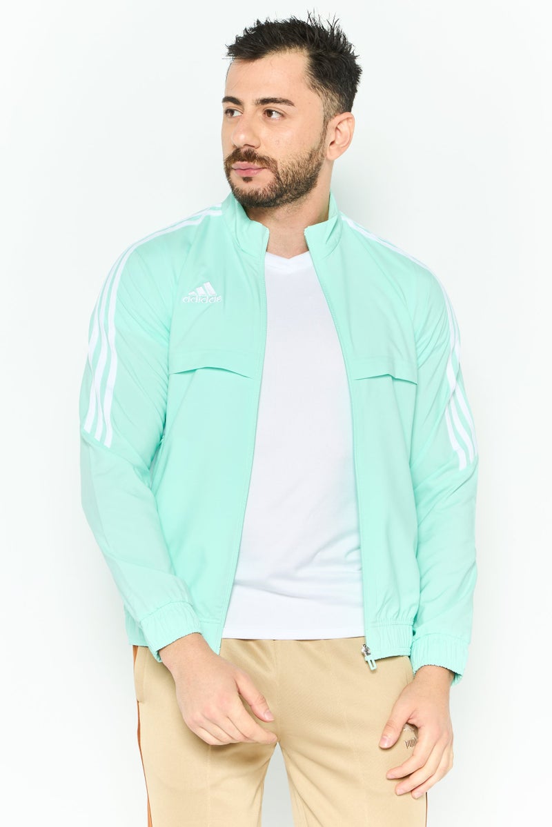 Adidas Men Sportswear Fit Brand Logo Training Jacket, Green - Image 1