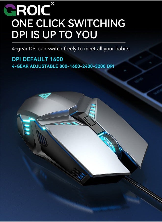Performance Gaming Mouse - Wired w/ 6 Programmable Buttons including Sniper (rapid fire) key, 3200 DPI, Force Adjustable Buttons, Custom Gamer Profiles, and more