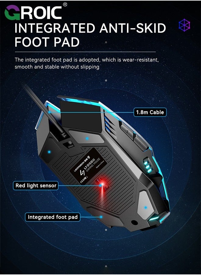 Performance Gaming Mouse - Wired w/ 6 Programmable Buttons including Sniper (rapid fire) key, 3200 DPI, Force Adjustable Buttons, Custom Gamer Profiles, and more