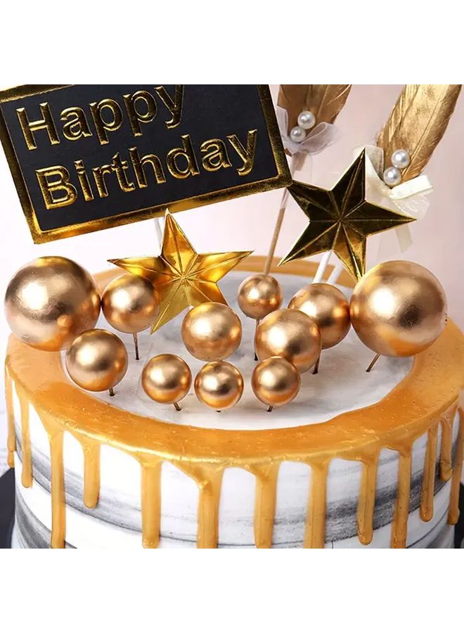 20pcs Golden Pearl Ball Cake Toppers For Birthday Wedding Party Decorations - Image 5