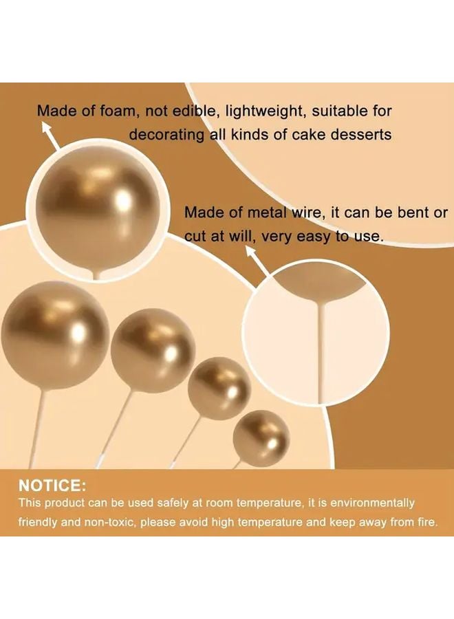 20pcs Golden Pearl Ball Cake Toppers For Birthday Wedding Party Decorations - Image 3