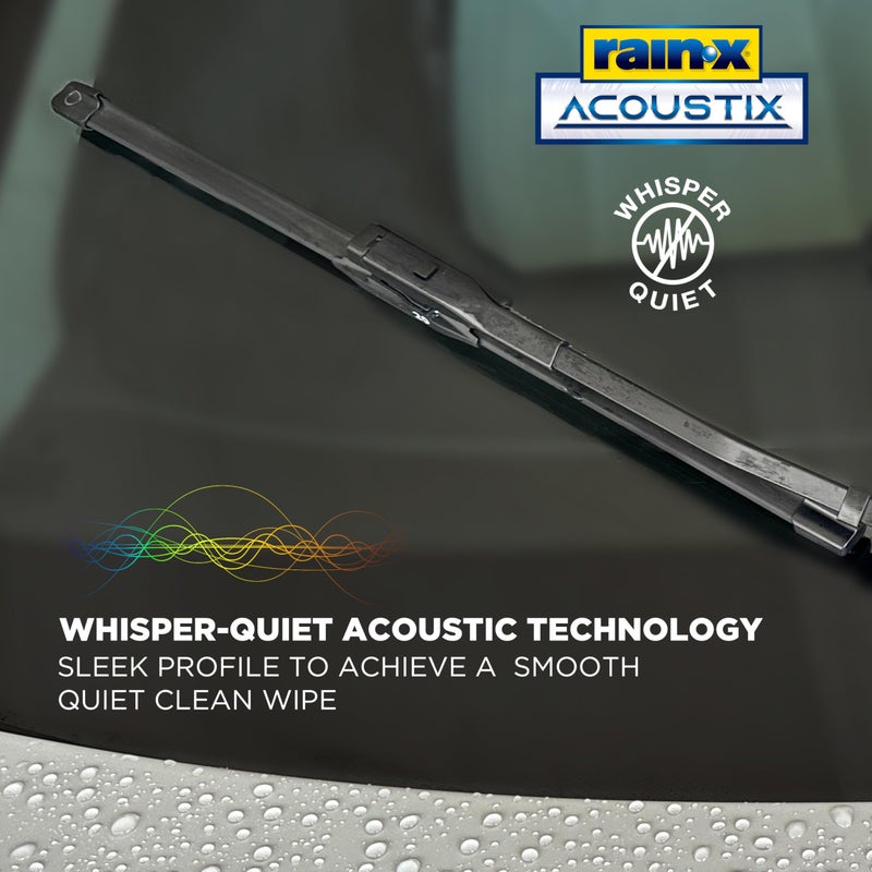 Rain-X مساحات زجاج أمامي Rain-X Acoustix 24" (عبوة من 1)، استبدال هادئ للسيارات، معالجة بالبلازما وطلاء مدعم بالجرافيت لأداء سلس ودوام طويل - Image 2