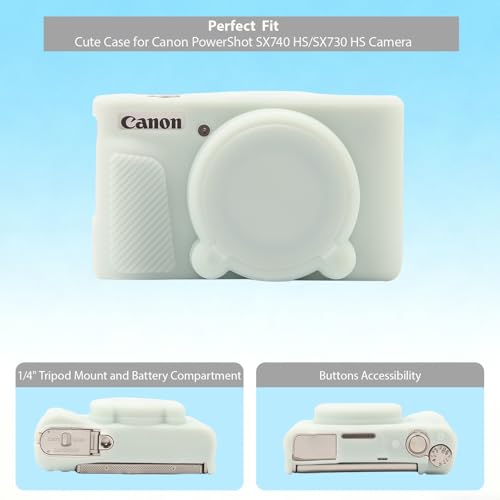 Frevyve Case for Canon PowerShot SX740 HS, SX730 HS Camera, Soft Silicone Protective Case, Slim Fit Sleeve with Removable Lens Cover and Screen Protector Accessories, Anti-Scratch (Jelly Green) - Image 4