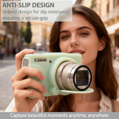 Frevyve Case for Canon PowerShot SX740 HS, SX730 HS Camera, Soft Silicone Protective Case, Slim Fit Sleeve with Removable Lens Cover and Screen Protector Accessories, Anti-Scratch (Jelly Green) - Image 2