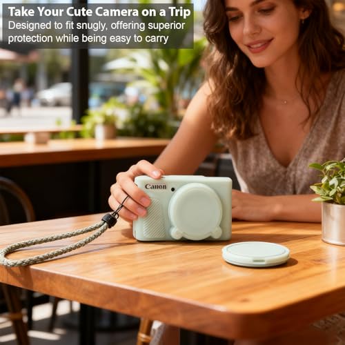 Frevyve Case for Canon PowerShot SX740 HS, SX730 HS Camera, Soft Silicone Protective Case, Slim Fit Sleeve with Removable Lens Cover and Screen Protector Accessories, Anti-Scratch (Jelly Green) - Image 3