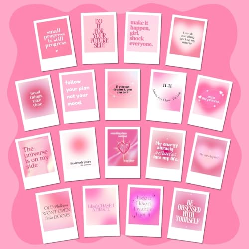 Funk You Store Manifestation Cards (Set of 15) Positive Affirmation Cards Posters (8 x 6 cm) | Vision board Supplies | Feel Good for Wall, Bedroom, Living room | Pink girly aesthetic Posters | Poster for Phone Accessories (C_033) - Image 1