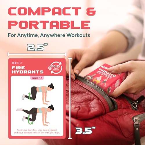 Zinsk 75 Booty & Thighs Exercise Cards - No Equipment Needed Glute Workouts to Shapen and Lift - Compact 3.5" x 2.5" Cards for Fun, Fast Home or Travel Leg and Butt Workouts for Women - Image 3