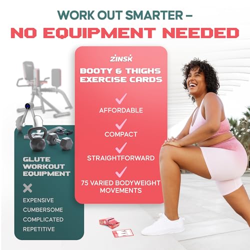 Zinsk 75 Booty & Thighs Exercise Cards - No Equipment Needed Glute Workouts to Shapen and Lift - Compact 3.5" x 2.5" Cards for Fun, Fast Home or Travel Leg and Butt Workouts for Women - Image 2