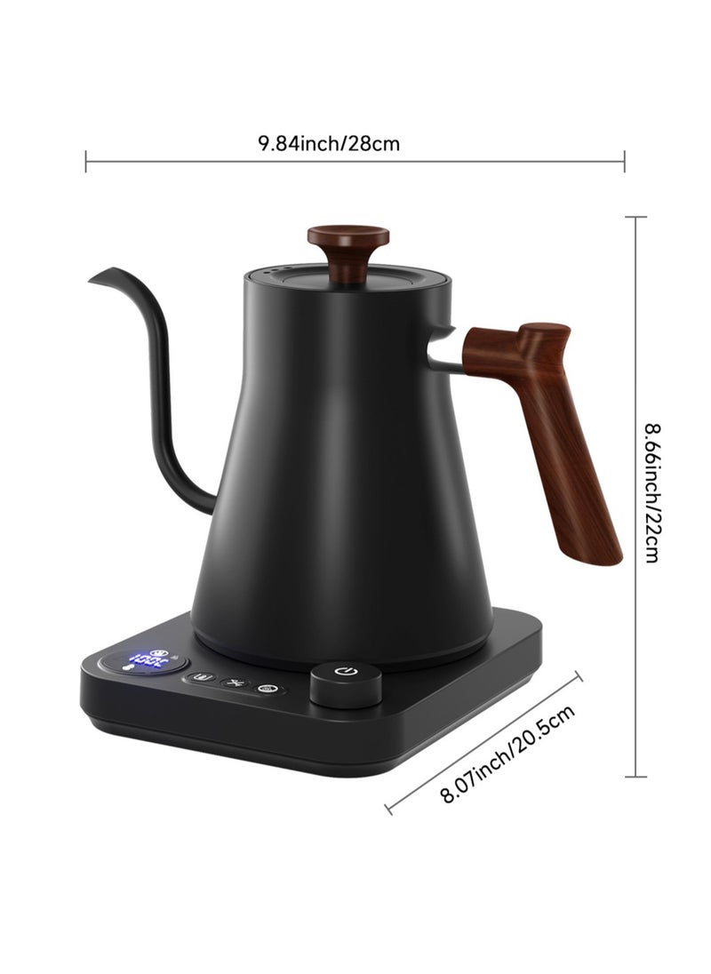Brutelle - Gooseneck Kettle V60 Coffee Kettle 900ML 1200W Power Knob Temperature Adjustment with Digital Display Temperature Automatic Insulation Stainless Steel Material Suitable for Home and Office - Image 1