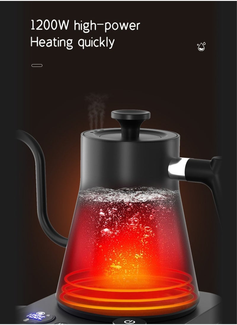 Brutelle - Gooseneck Kettle V60 Coffee Kettle 900ML 1200W Power Knob Temperature Adjustment with Digital Display Temperature Automatic Insulation Stainless Steel Material Suitable for Home and Office - Image 1