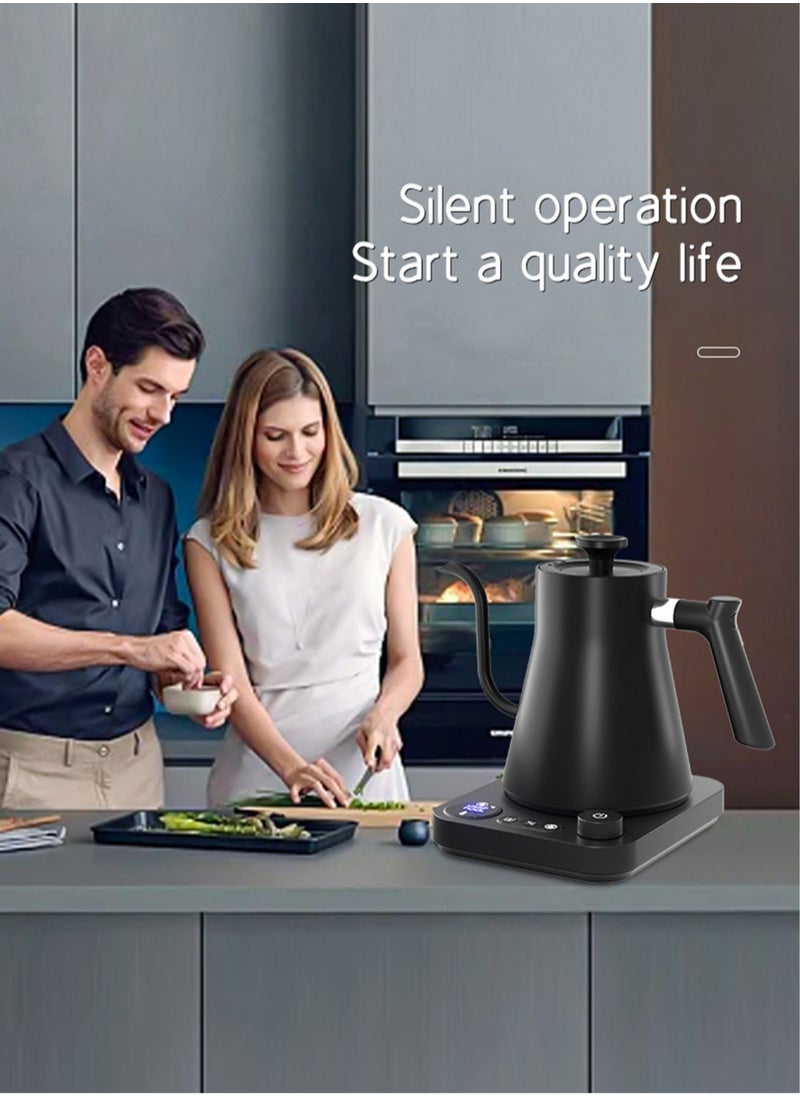 Brutelle - Gooseneck Kettle V60 Coffee Kettle 900ML 1200W Power Knob Temperature Adjustment with Digital Display Temperature Automatic Insulation Stainless Steel Material Suitable for Home and Office - Image 1