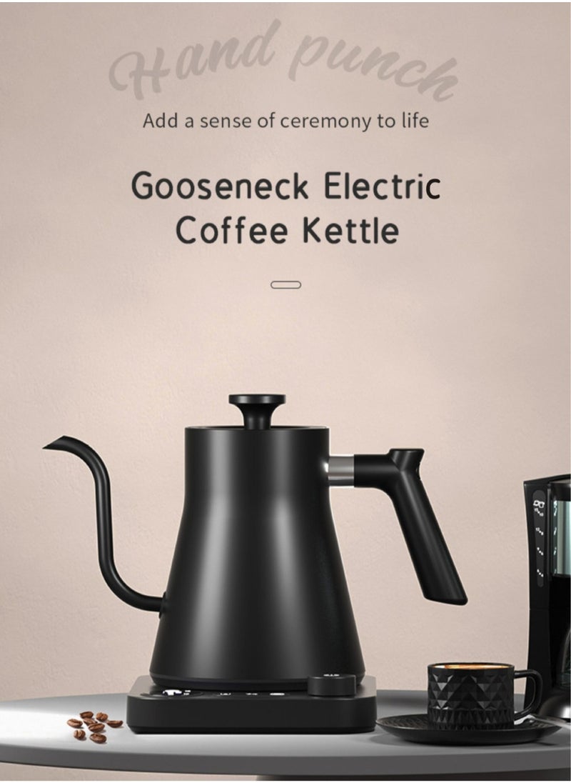 Brutelle - Gooseneck Kettle V60 Coffee Kettle 900ML 1200W Power Knob Temperature Adjustment with Digital Display Temperature Automatic Insulation Stainless Steel Material Suitable for Home and Office - Image 1