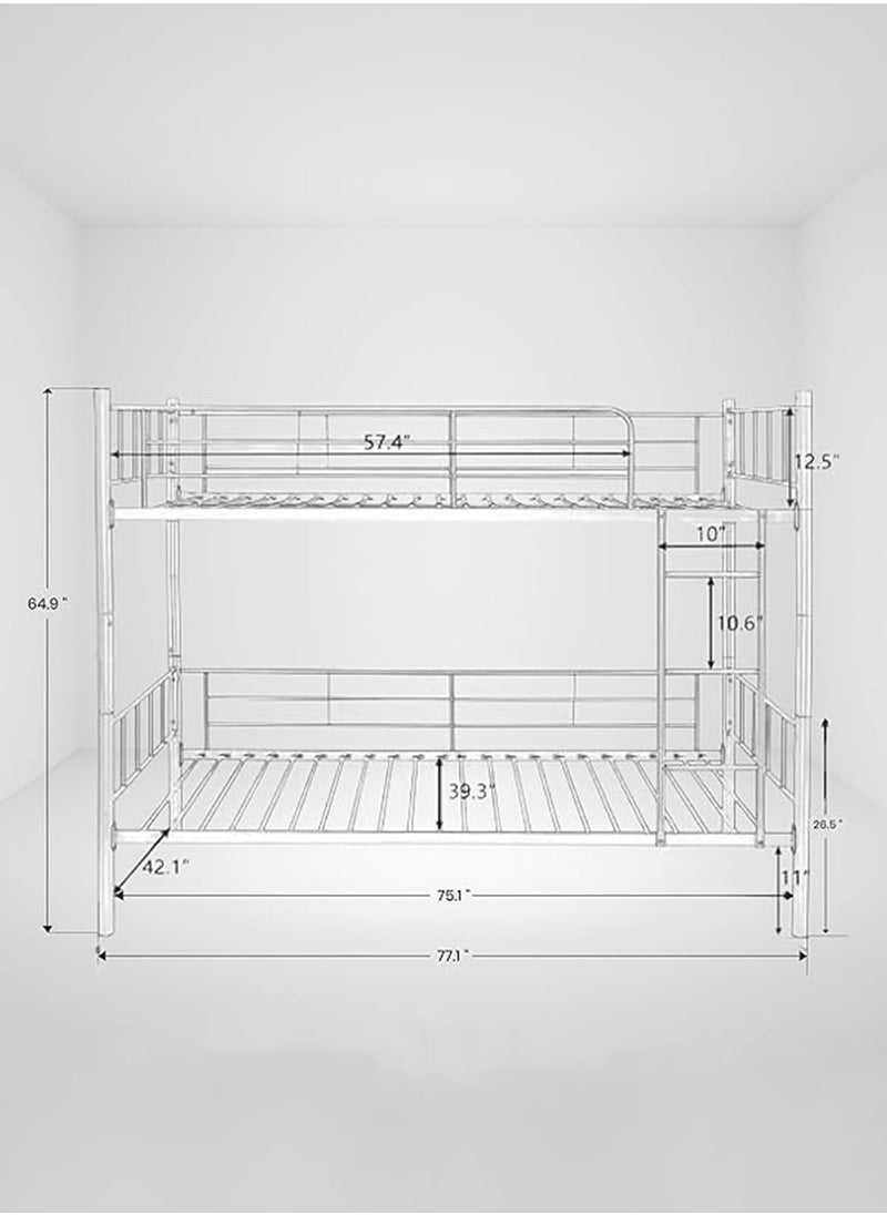 Generic - Heavy Duty Bunk Bed Metal Bunk Bed Guardrails,Sleek and Strong Metal Bunk Bed,Durable Twin Bunk Bed with Safety Rails,Space-Saving and Kid-Friendly Bunk Bed,Apartment Studio Room Size 90x190 cm - Image 1