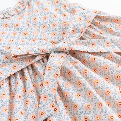Curipeer Baby Girls Summer Floral Dress Cotton Sleeveless Toddler Smocking Casual Floral Beach Dress 2Y Pink Blue - Image 5