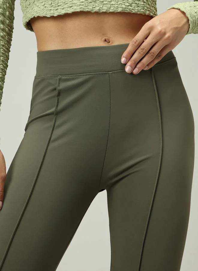 Outzidr  Olive Fitted Flared Leggings for Women | Best Price UAE