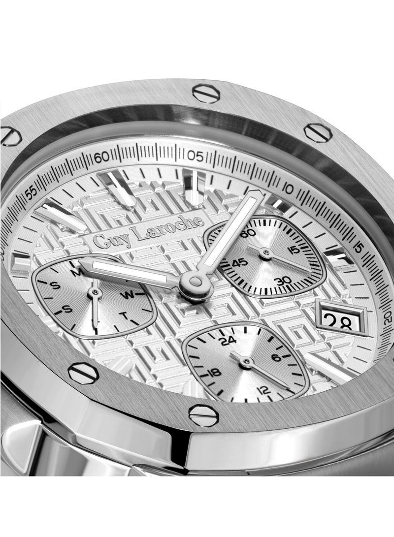 Guy Laroche Charlie Watch for Men with Silver Stainless Steel Bracelet 45 mm 5 Atm  - Image 4