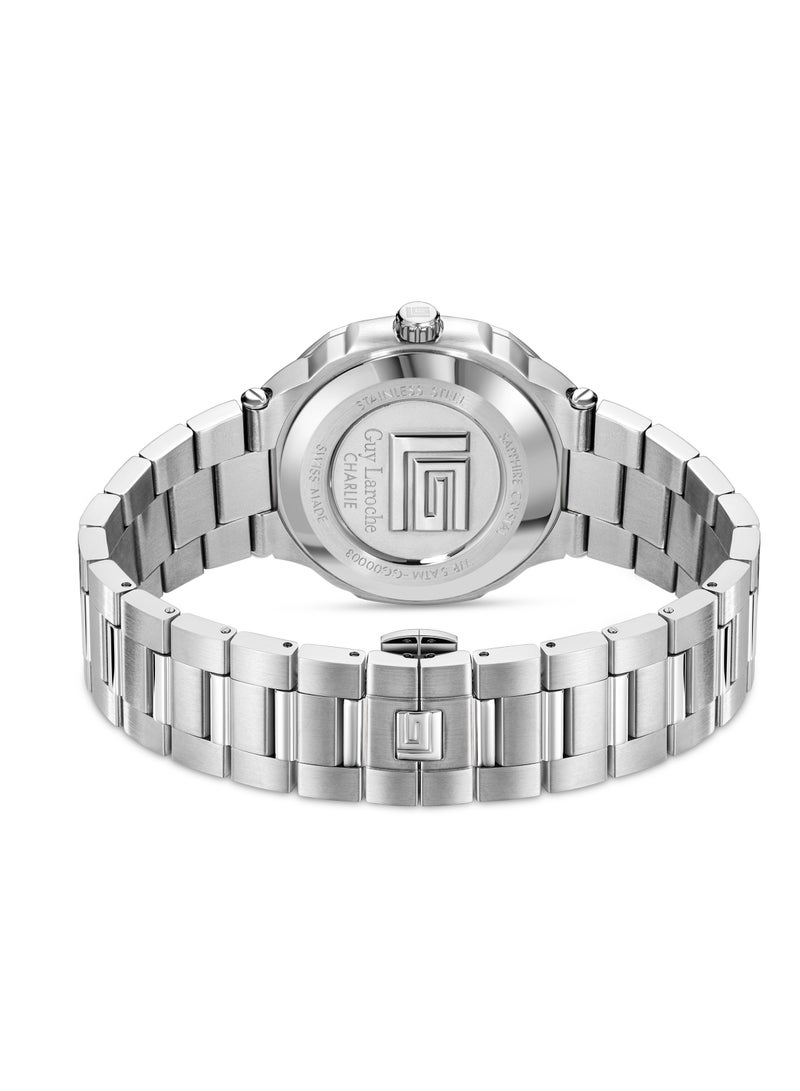 Guy Laroche Charlie Watch for Men with Silver Stainless Steel Bracelet 45 mm 5 Atm  - Image 3