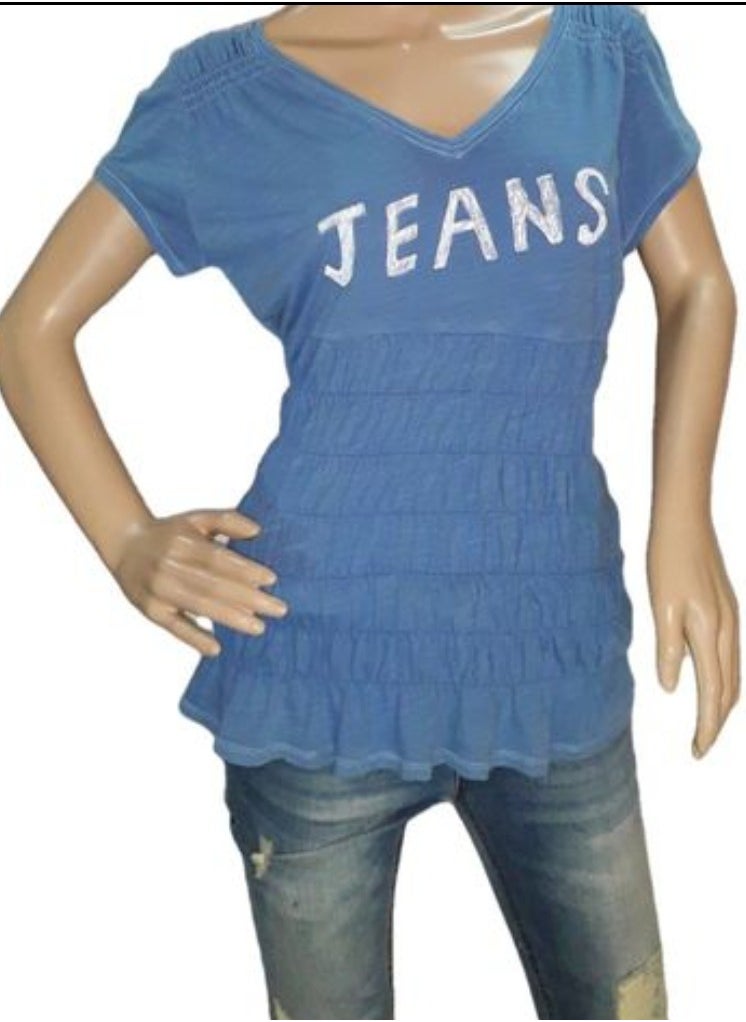 Generic - Women short sleeves cotton t-shirt printed jeans - Image 1
