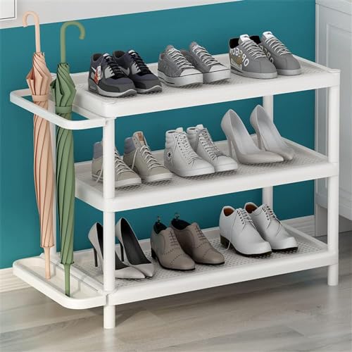 HOME CUBE 3 Layer Plastic Shoe Rack For Home Chappal Stand With Umbrella Holder Multi-Purpose Shelf Shoe Stand For Living Room Home & Office, Adjustable Plastic Shoe Rack Storage., 71X29X58 Cm - Image 1