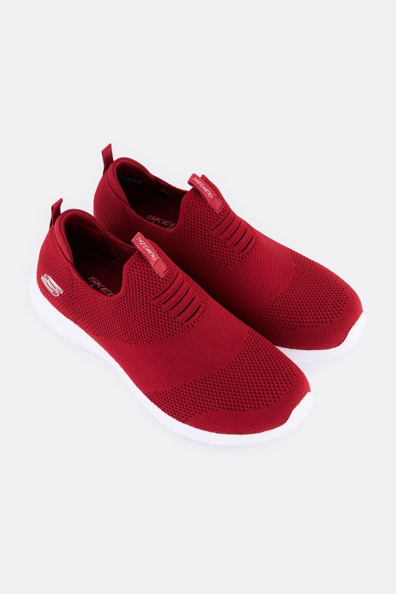 SKECHERS Women Ultra Flex Slip On Outdoor Shoes, Red  - Image 2