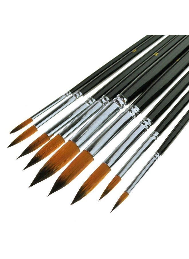Marrywindix - 9Pcs Round Pointed Tip Pony Hair Artists Filbert Paintbrushes Marrywindix Watercolor Paint Brush Set Acrylic Oil Painting Brush Black - Image 1