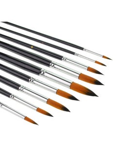 9Pcs Round Pointed Tip Pony Hair Artists Filbert Paintbrushes Marrywindix Watercolor Paint Brush Set Acrylic Oil Painting Brush Black