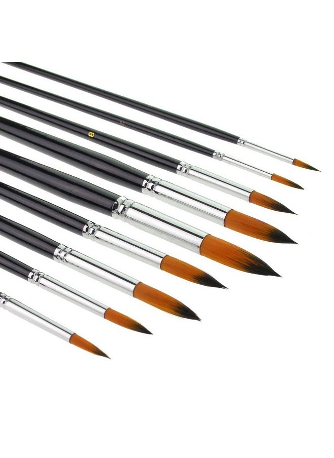 Marrywindix - 9Pcs Round Pointed Tip Pony Hair Artists Filbert Paintbrushes Marrywindix Watercolor Paint Brush Set Acrylic Oil Painting Brush Black - Image 1