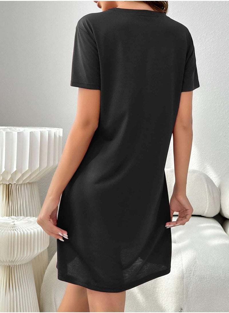 Mesery Mesery Sleepshirt Cotton Short Sleeves Printed  - Image 4