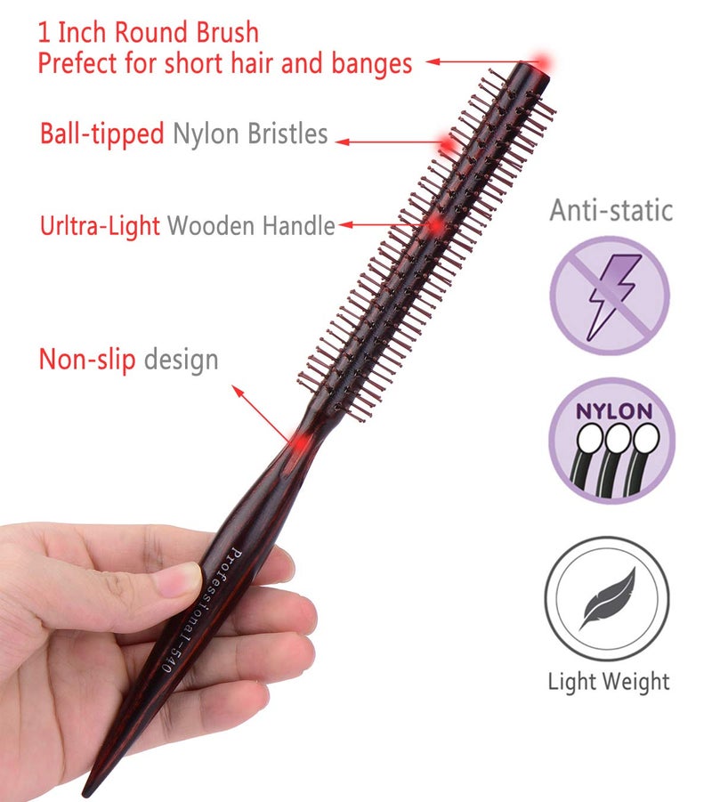 PERFEHAIR Small Mini Round Hair Brush Nylon Bristles, Short Hair Blow Drying Styling Roll Hairbrush - Image 4