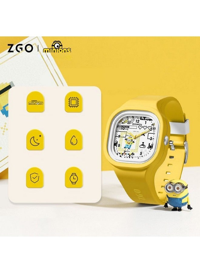 زجو ساعة رياضية لطيفة، ساعة كوارتز كارتونية كارتونية تحمل علامة مينيونز التجارية المشتركة للأولاد والبنات - Image 1