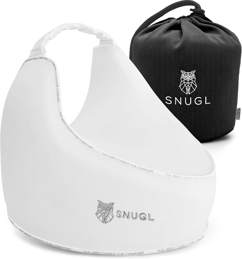 SNUGL Knee Pillow for Sleeping on Side – Cooling Pillow Memory Foam | Knee Support for Women & Men | Sciatica & Leg Support Cushion with Secure Straps (White) - Image 1