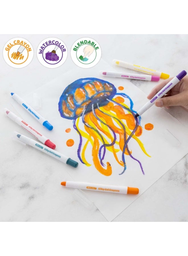 Bazic Silky Gel Crayons Washable Blendable Watercolor Crayon 12 Pcs - Image 3