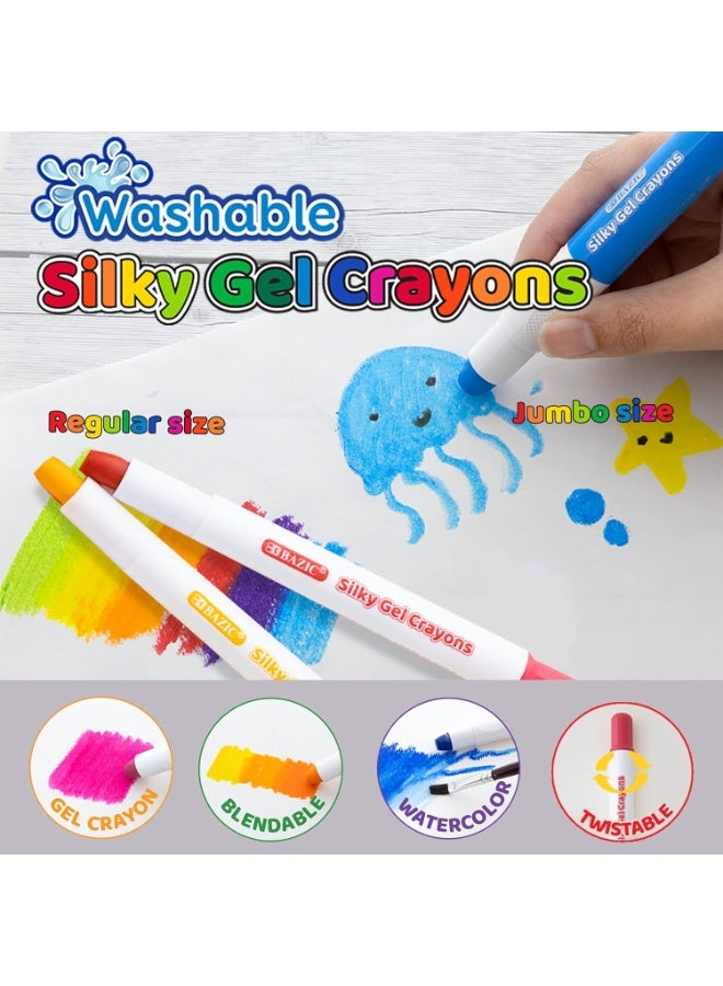 Bazic Silky Gel Crayons Washable Blendable Watercolor Crayon 12 Pcs - Image 2
