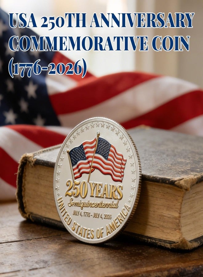 Jendfert USA 250th Anniversary Commemorative Coin - American Eagle & Patriotic Symbols Collectible - America 250 Merchandise for Celebration & Gifting (1776-2026) 250 Eagle Style2 - Image 3