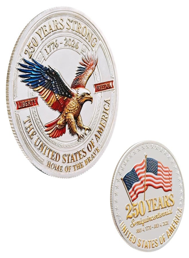 Jendfert USA 250th Anniversary Commemorative Coin - American Eagle & Patriotic Symbols Collectible - America 250 Merchandise for Celebration & Gifting (1776-2026) 250 Eagle Style2 - Image 1