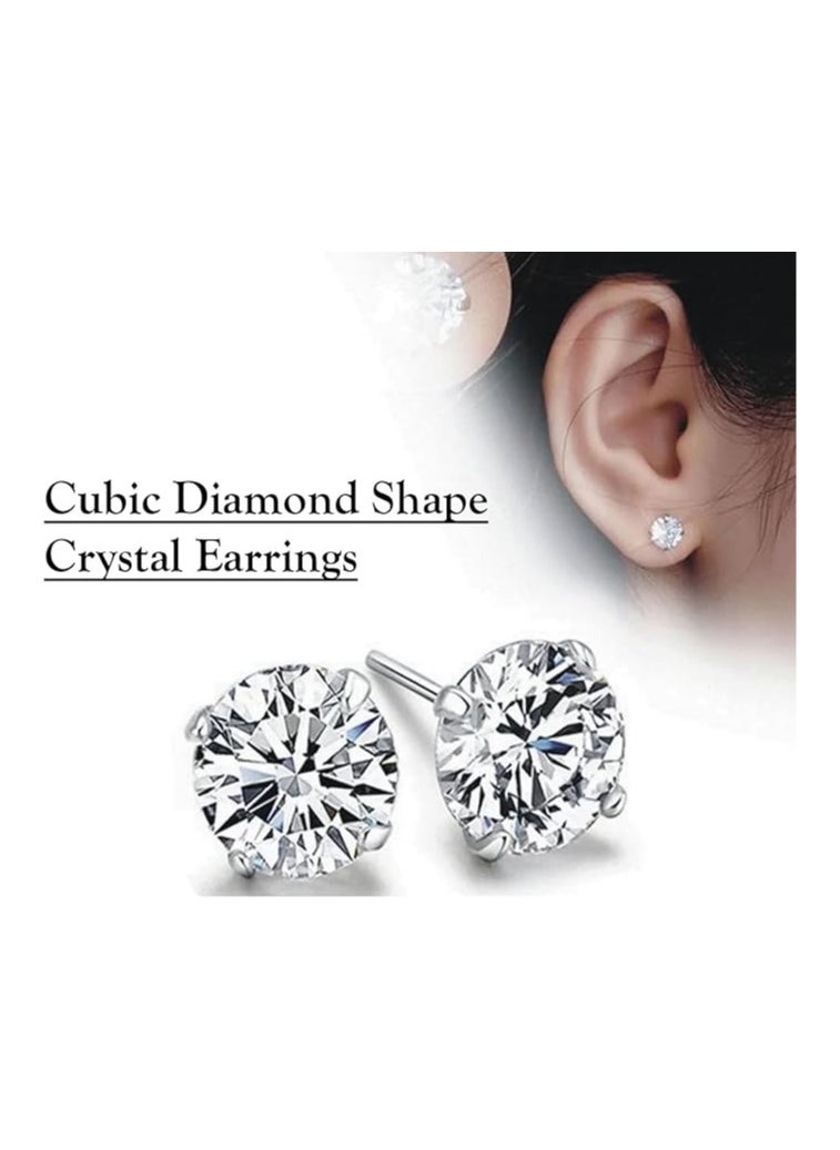 Estrico Cubic Crystal Earrings Solid Diamond Shape Womens Jewelry Accessories Crystal Earrings For Girls And Women 6mm  - Image 2