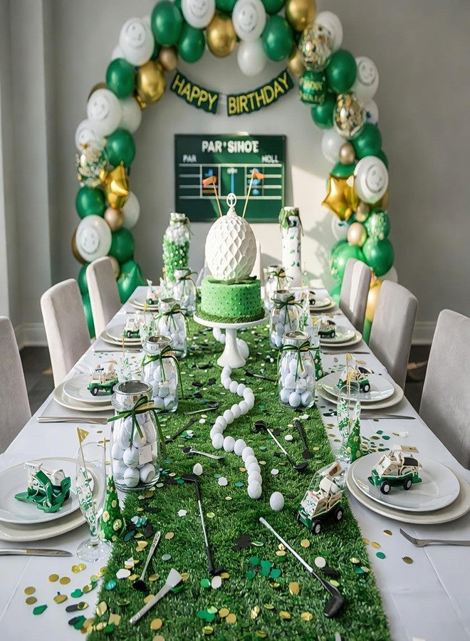 Purpeak 31 Pcs Golf Table Centerpieces Decorations Sets with 12 x 71 Inches Artificial Grass Table Runner Wood Tees Mini Golf Clubs and Balls for Sport Themed Birthday Party Decor - Image 2