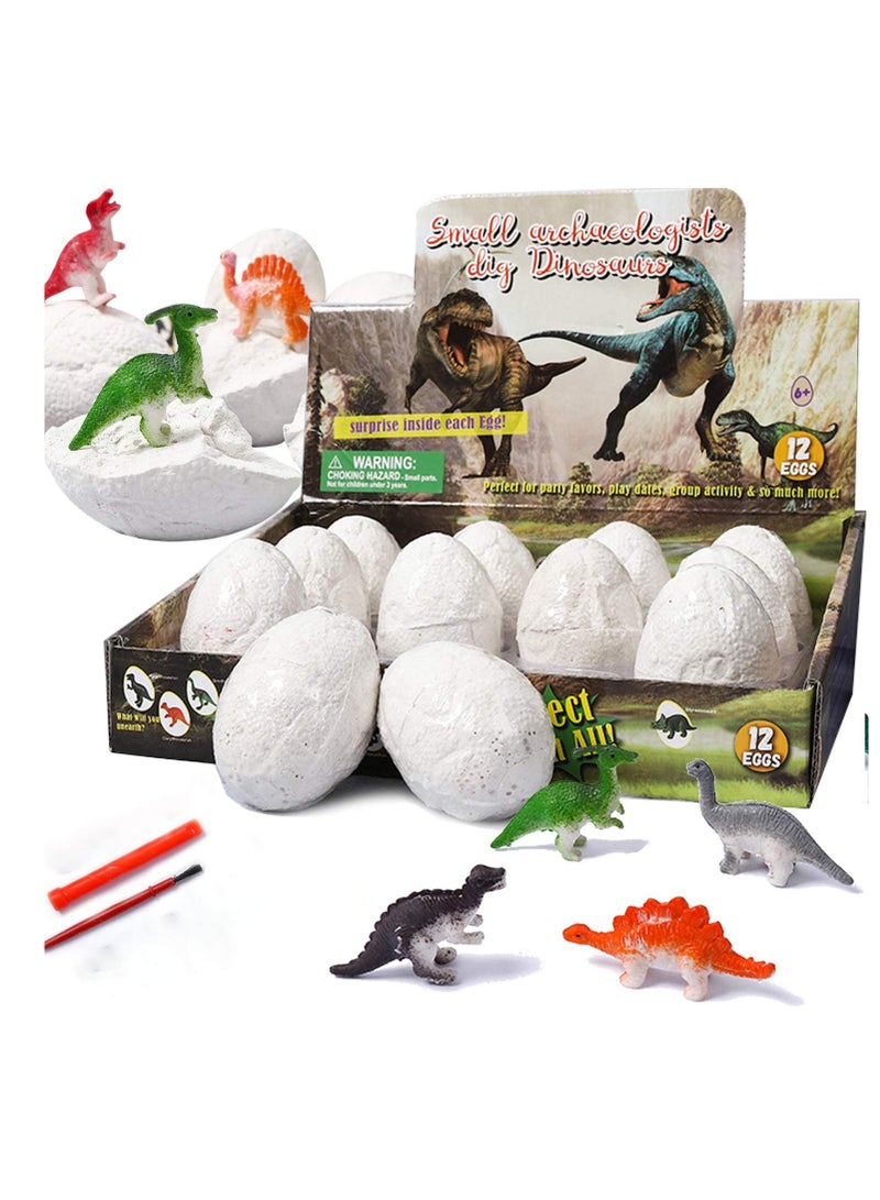 SYOSI 12PCS Egg Kids - Perfect Basket Stuffers & Preschool Educational Toys for Boys Girls a Dozen Dino Eggs Kit,Discover Dinosaur Archaeology Science Crafts Gifts Boys&Girls,Stuffers,Preschool (White)  - Image 1