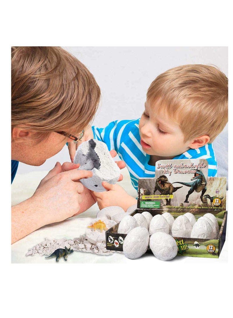 SYOSI 12PCS Egg Kids - Perfect Basket Stuffers & Preschool Educational Toys for Boys Girls a Dozen Dino Eggs Kit,Discover Dinosaur Archaeology Science Crafts Gifts Boys&Girls,Stuffers,Preschool (White)  - Image 4