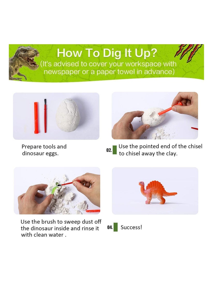 SYOSI 12PCS Egg Kids - Perfect Basket Stuffers & Preschool Educational Toys for Boys Girls a Dozen Dino Eggs Kit,Discover Dinosaur Archaeology Science Crafts Gifts Boys&Girls,Stuffers,Preschool (White)  - Image 3