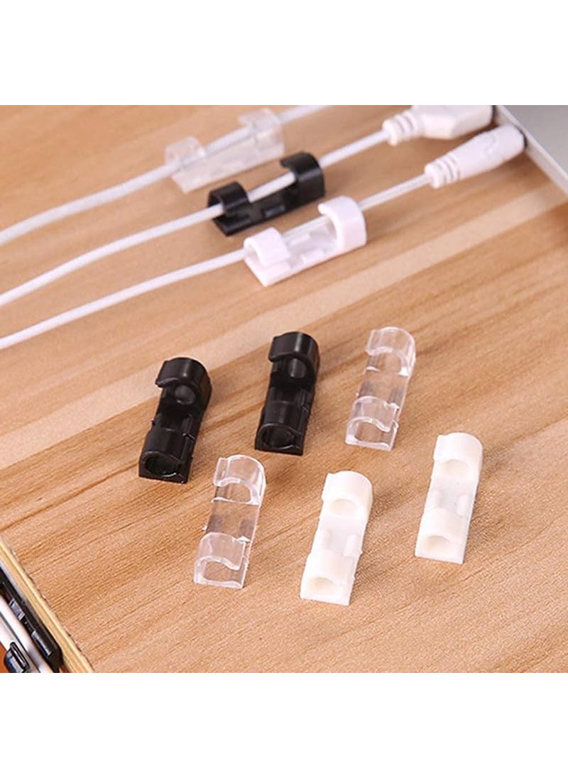 GODFLY GODFLY Plastic Cable Clips Clips Cord Holder SelfAdhesive Plastic Cable Clips Desk Organizer Adhesive Transparent Cable Clips for Office Pack of 20 Pcs  - Image 2